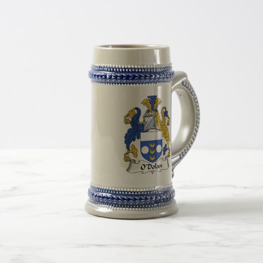 O Dolan Two Coat of Arms Stein - Family Crest Bierpul (Voorkant rechts)