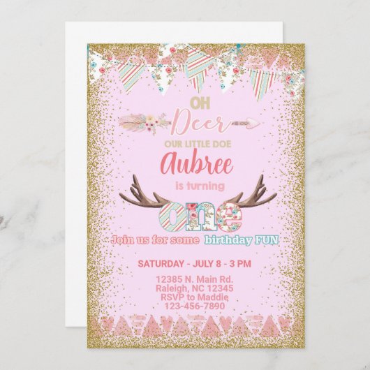 O, een uitnodiging voor het hert meisje, kleine do (Voorkant / Achterkant)