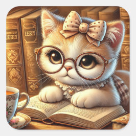 "O Encanto Felino: Guardiões de Mistérios e Carinh Vierkante Sticker