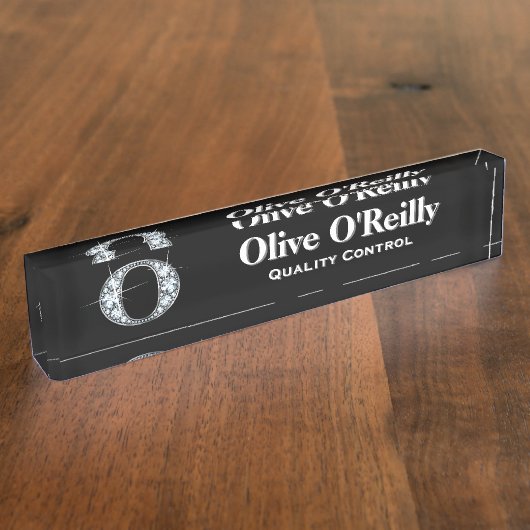 O Faux Diamond Desk Naambordje (Zijkant)