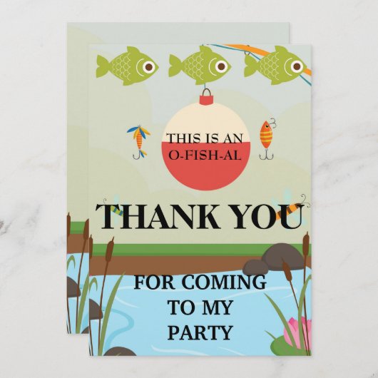 O-FISH-AL Eerste Verjaardag Bedankkaart (Voorkant / Achterkant)