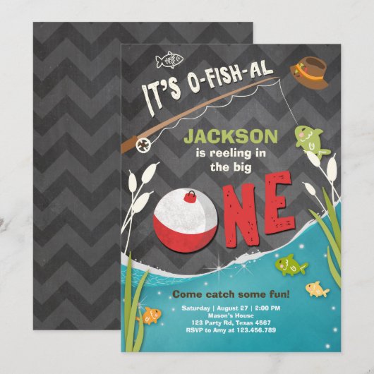 o-fish-al Vissende uitnodiging van de dag De grote (Voorkant / Achterkant)