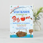 O-fish-all Big ONE verjaardagsuitnodiging Boy Kaart (Staand voorkant)