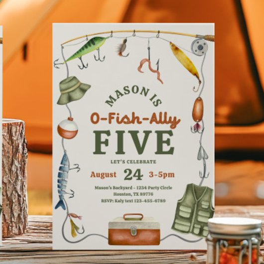 O-Fish-Ally 5 verjaardagsuitnodiging Kaart