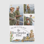 O-Fish-Ally Beste Grootvader | 3 Foto Vistshanddoe Golfhanddoek (Voorkant)