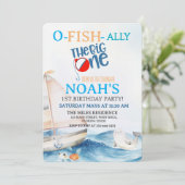 O-Fish-Ally Big One verjaardagsuitnodiging Save The Date (Staand voorkant)