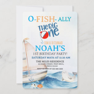 O-Fish-Ally Big One verjaardagsuitnodiging Save The Date