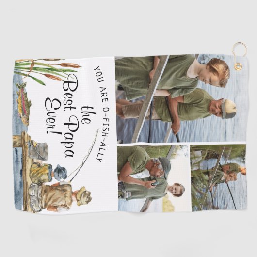 O-Fish-Ally De Beste Papa | 3 foto Gevist handdoek (Horizontaal)