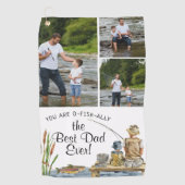 O-Fish-Ally De beste vader | 3 Foto Vissende handd Golfhanddoek (Voorkant)