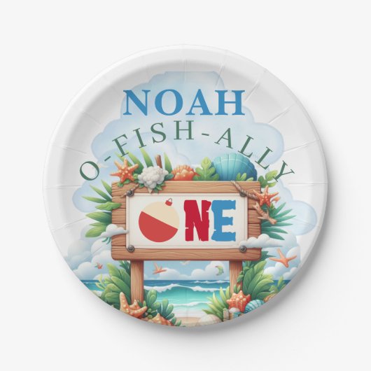 O-Fish-Ally De Grote Vist Verjaardag Papieren Bordje (Voorkant)
