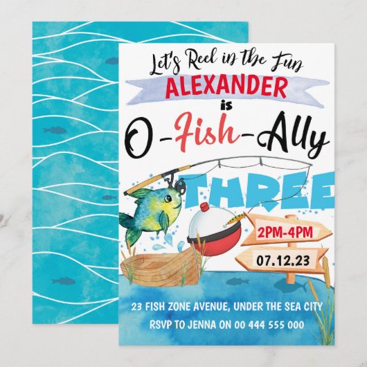 O-Fish-Ally Drie Gevist 3e Verjaardags Jongen Kaart (Voorkant / Achterkant)