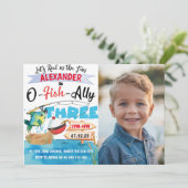 O-Fish-Ally Drie Geviste 3e Verjaardag Foto Kaart (Staand voorkant)
