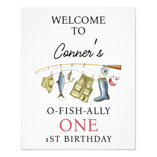  O-Fish-Ally Een 1e Verjaardag Welkomstbord Foto Afdruk (Voorkant)