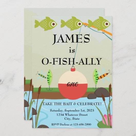 O-Fish-Ally Een 1e verjaardagsfeestje Kaart (Voorkant / Achterkant)