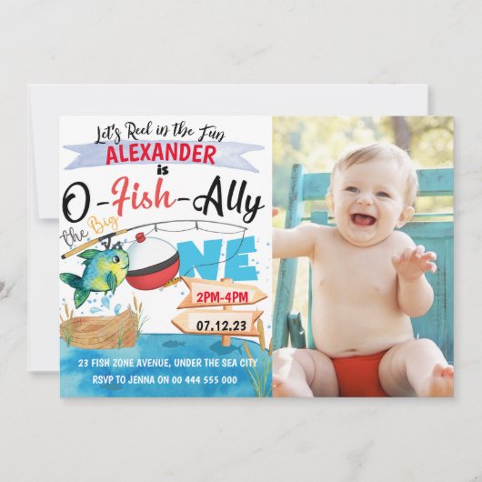 O-Fish-Ally Een foto Verjaardag Vist 1e Kaart (Voorkant)