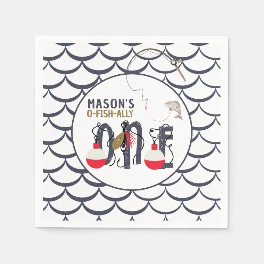 O-Fish-ally Een Gevist verjaardagsfeestje Servet (Voorkant)