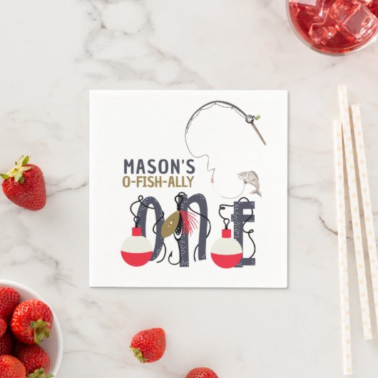 O-Fish-ally Een Gevist verjaardagsfeestje Servet (Insitu)