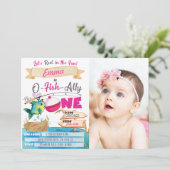 O-Fish-Ally Een Meisje 1e Verjaardag Vist Foto Kaart (Staand voorkant)