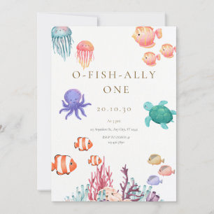O-Fish-ally Eén Verjaardagsuitnodiging Kaart