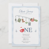 O-fish-ally één visserij 1e verjaardag jongen kaart (Voorkant)