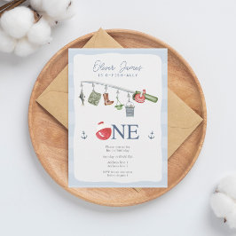 O-fish-ally één visserij 1e verjaardag jongen kaart