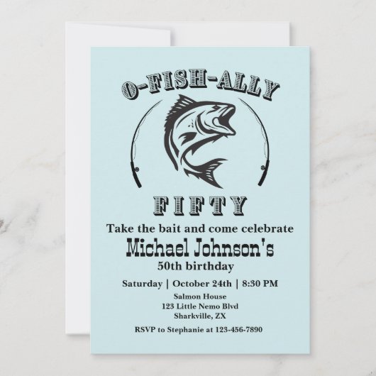O-fish-ally Fifty Funny Bleu 50ste Verjaardagsfees Kaart (Voorkant)