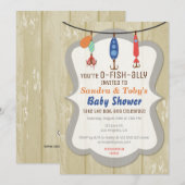 O-FISH-ALLY Fishing Baby Shower Invitation - Tan Kaart (Voorkant / Achterkant)