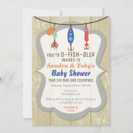 O-FISH-ALLY Fishing Baby Shower Invitation - Tan Kaart