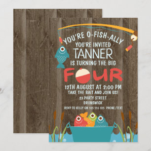 O-Fish-ally Four Viste Birthday Invitation Kaart