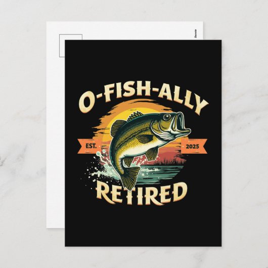 O-Fish-Ally Gepensioneerd 2025 Visser Vist met pen Feestdagenkaart (Voorkant / Achterkant)