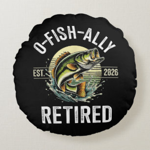 O-Fish-Ally Gepensioneerd 2026 Visser Vissen Rond Kussen