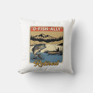 O-Fish-Ally Gepensioneerd Vintage Visshirt Ontwerp Kussen