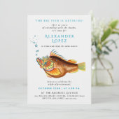 O-fish-ally Gepensioneerde Blue Retro Fish Waterve Kaart (Staand voorkant)