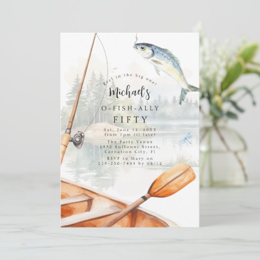 O-Fish-Ally Gevist thema 50ste verjaardagsfeest Kaart (Staand voorkant)