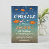 O-Fish-Ally Kinder Geviste themafeest Kaart (Staand voorkant)