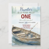 O-fish-Ally, Little Fisherman, 1st  Birthday Party Kaart (Voorkant)