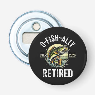 O-Fish-Ally Met Pensioen 2026 Visser Vissen Button Flesopener