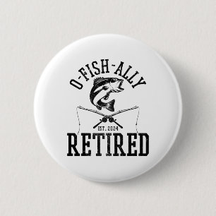 O-fish-ally met pensioen Funny Fishing Visser Gepe Ronde Button 5,7 Cm