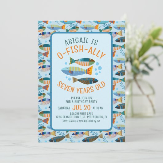 O-fish-ally Onder het Zee Verjaardagsuitnodiging Kaart (Staand voorkant)