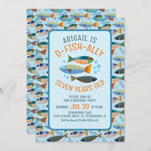 O-fish-ally Onder het Zee Verjaardagsuitnodiging Kaart (Voorkant / Achterkant)