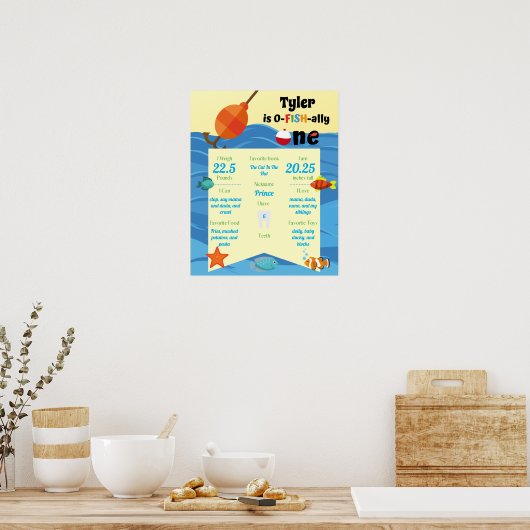 O-Fish-ally One 1st Birthday Milestone Poster (Keuken)