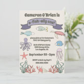 O-FISH-ALLY ONE Baby's 1e verjaardagsfeestje Gevis Kaart (Staand voorkant)