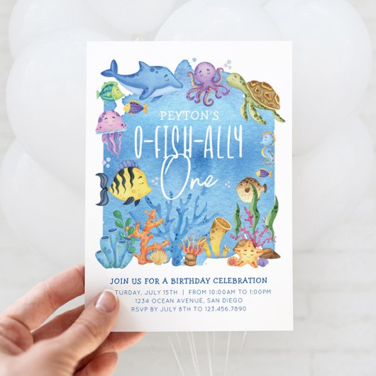 O-fish-ally One Birthday Invitation for any Age Kaart