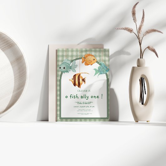 o fish ally one boy 1st birthday kaart