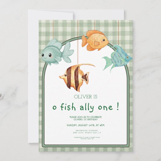 o fish ally one boy 1st birthday kaart (Voorkant)
