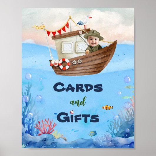 O-fish-ally One Fishing 1st Birthday Sign Poster (Voorkant)