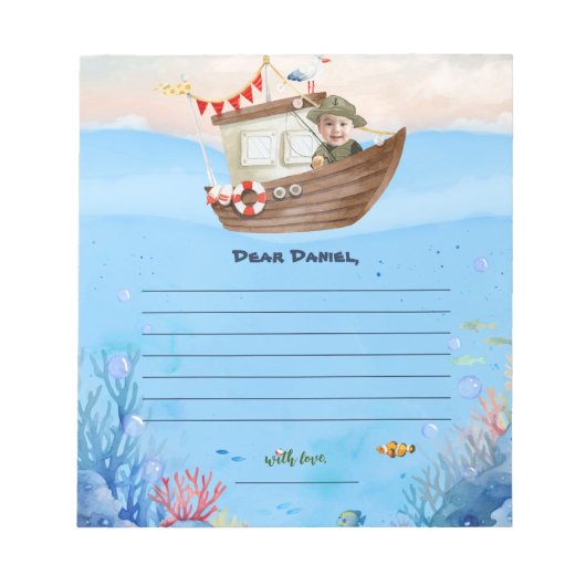 O-fish-ally One Fishing Birthday Time Capsule Card Notitieblok (Voorkant)