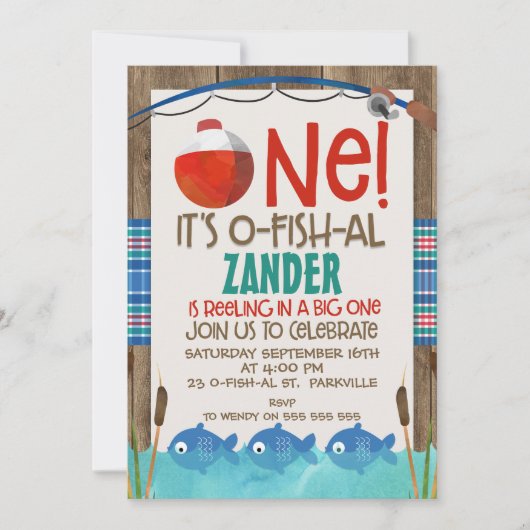 O fish ally one jarig party uitnodiging (Voorkant)