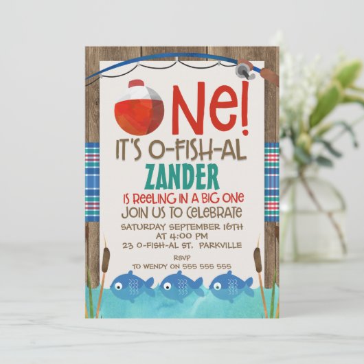 O fish ally one jarig party uitnodiging (Staand voorkant)