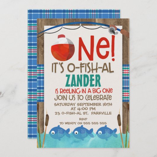 O fish ally one jarig party uitnodiging (Voorkant / Achterkant)